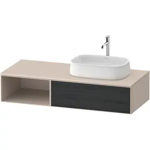 Duravit, Waschbeckenunterschrank, Zencha Konsolenwaschtischunterbau, 1300x550mm, 1 Auszug, 1 offenes Fach links, Ausschnitt re (65 x 41 x 135 cm) günstig