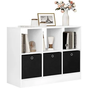 Woltu Bücherregal, mit 3 Schubladen aus Vliesstoff Regal mit 6 Fächern günstig