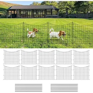 WOLTU 10 x Gartenzaun, Gitterzaun Unterbogen, Zaun für Hunde, Schwarz,... günstig