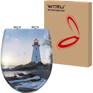 WOLTU Toilettendeckel, WC Sitz mit Absenkautomatik, Klobrille, O-Form, Leuchtturm günstig
