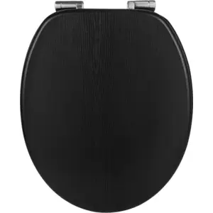 WOLTU Premium WC-Sitz Toilettensitz mit Absenkautomatik, MDF Holzkern, Softclose Scharnier, Antibakteriell, Desgin Décor, Schwarz günstig