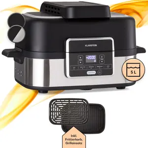 Klarstein 2-in-1 Heißluftfritteuse mit Grill, Airfryer mit Schnellaufh...