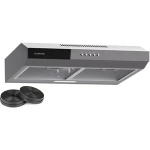 Klarstein Dunstabzugshaube 60cm, Abluft-Dunstabzugshaube mit Spülmaschinenfestem Filter aus Aluminium, Leise Abzugshaube Abluft, 200m³/h Luftstrom, Effiziente Wandhauben mit LEDs & Touch Controls
