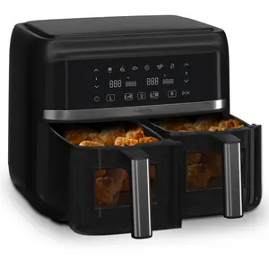 Klarstein Heißluftfritteuse, Airfryer mit 2 Kammern, 2850W Kompakte He...
