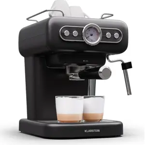 Klarstein Espresso Siebträgermaschine mit Milchaufschäumer, 1,2L Retro...