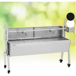 Klarstein 2-in-1 Rotisserie Grill mit Motor, Grill mit Drehspieß & Windschutz, Großer Spießgrill für Hähnchen & Spanferkel, Grill mit Motor, Spieß Grill mit Edelstahl-Rost, Holzkohlegrill mit Rollen