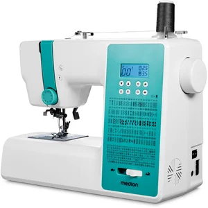 MEDION Digitale Nähmaschine SD36 (36 Watt, einstellbare Stichlänge und Stichbreite, 270 Stichmuster, LED Nählicht, automatischer Einfädler, Fußpedal, Rückwärtstaste, Fadenschneider, MD11881) türkis günstig