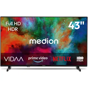 MEDION 108 cm (43 Zoll) Full HD Fernseher (Smart-TV, HDR, VIDAA Store, HBO Max, MagentaTV, Prime Video, Disney+, DAZN, Paramount+, HbbTV, PVR, Bluetooth, MD 843101)