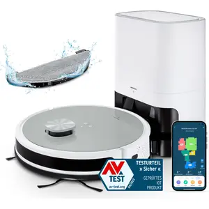 MEDION Saugroboter mit Absaugstation und Wischfunktion X21 SW (Laserna...