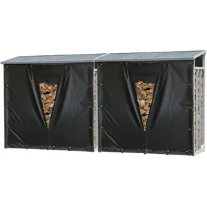 Set 2 Stück Aluminium Kaminholzregal Außen 185 x 70 x 185 cm, Mit Wett... günstig