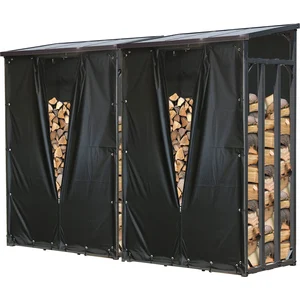 Set 2 Stück Metall Kaminholzregal Außen 130 x 70 x 185 cm, Mit Wetters... günstig