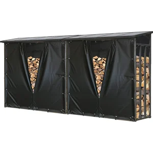 Set 2 Stück Metall Kaminholzregal Außen 185 x 70 x 185 cm, Mit Wetters... günstig