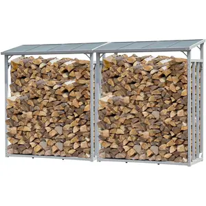 Set 2 Stück Aluminium Kaminholzregal Außen 130 x 70 x 185 cm, Pro - 40... günstig