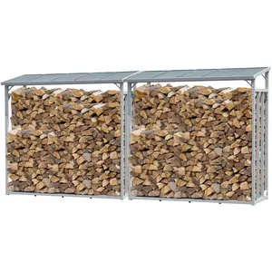 Set 2 Stück Aluminium Kaminholzregal Außen 185 x 70 x 185 cm, Pro - 40... günstig