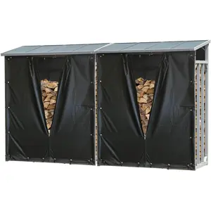 Set 2 Stück Aluminium Kaminholzregal Außen 130 x 70 x 185 cm, Mit Wett... günstig
