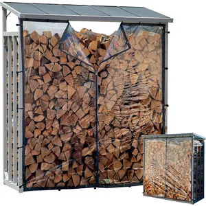 Aluminium Kaminholzregal Außen 130 x 70 x 185 cm Mit Wetterschutz Tran... günstig