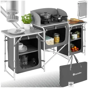 tectake Campingtisch Campingküche XXL mit Aluminiumgestell und 5 Fäche... günstig