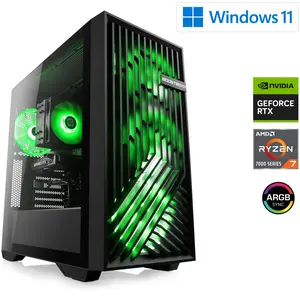 Gaming PC AMD Ryzen 7 7700, 3800 MHz, GeForce RTX 4060, 16 GB DDR5-RAM...