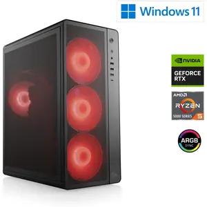 Gaming PC, AMD Ryzen 5 5600, 3500 MHz, GeForce RTX 5060 Ti, 16 GB DDR4...
