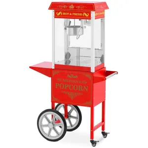 Royal Catering Popcornmaschine mit Wagen Retro-Design 150 / 180 °C rot Popcornmaker Popcorn-Automat, Fun Kitchen, Rot günstig