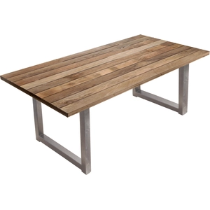 Möbilia Esstisch 220 x 100 cm | 43 mm Platte Mango natur | Gestell Metall antiksilbern | B 220 x T 100 x H 77 cm | 25020010 | Serie TISCH günstig