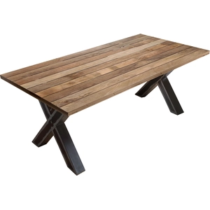 Möbilia Esstisch | 160 x 90 cm | Tischplatte 43 mm Mango natur | X-Gestell Metall antikschwarz | B 160 x T 90 x H 77 cm | 25020002 | Serie TISCH günstig