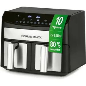 GOURMETmaxx Doppelkammer-Heißluftfritteuse 2x3,5L | Airfryer 7L Besond...