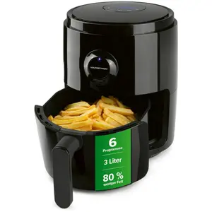 GOURMETmaxx Heißluftfritteuse | 3L Airfryer mit Timer & Touchscreen | Fritteuse mit 8 Funktionen & 6 Programmen | energiesparend frittieren, nahezu ohne Öl | Minibackofen - 1400 W