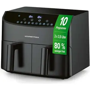 GOURMETmaxx Doppelkammer-Heißluftfritteuse 2x 3,5L - Schwarz | Airfrye...
