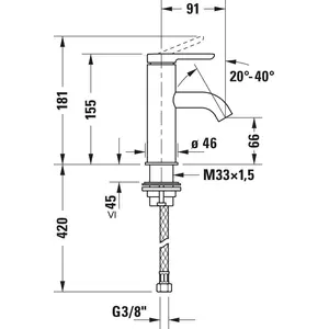 Duravit Waschtisch-Einhebelmischer S FreshStart + -Flow C.1 Ausl. 91mm, o. Zugst.Abl.Gar., chrom günstig