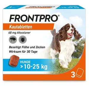 FRONTPRO® Kautablette gegen Zecken und Flöhe für Hunde (>10-25kg) 3 ct