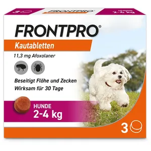 FRONTPRO® Kautablette gegen Zecken und Flöhe für Hunde (2-4kg) 3 ct
