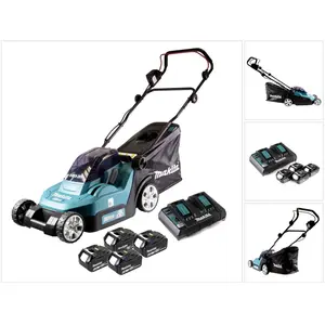 Makita DLM 382 PG4 Akku Rasenmäher 36 V ( 2x 18 V ) 38 cm 40 l + 4x Ak...