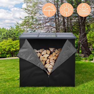 ML-Design Kaminholzregal Abdeckung, LxH: 185x125 cm, Schwarz, wetterfe... günstig