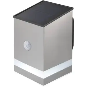 Sygonix, Gartenbeleuchtung, Rechteckige Solar-Wandleuchte mit PIR-Sensor (350 lm, IP44)