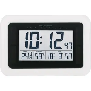 Wanduhr, KW9101 Solar, Funk Wanduhr 280 mm x 190 mm x 23 mm Weiss (28 cm) günstig