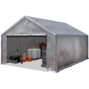 TOOLPORT Lagerzelt 4x6 m Zelthalle Unterstand Zeltgarage PE Plane 350 N wasserdicht in grau günstig