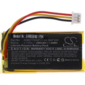 vhbw 1x Akku Ersatz für Sennheiser CP-SN800 für Stereoverstärker, Hifi-Verstärker (280 mAh, 3,7 V, Li-Polymer)
