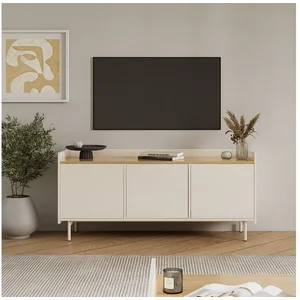 Vicco Lowboard Velina, Creme/Eiche, 140 x 63 cm mit 3 Türen (1 St) günstig
