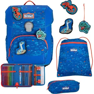 Scout Schulranzen Superflash Neo Set 4-teilig Blue Dino blau günstig