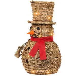 BELIANI LED-Dekoration Schneemann Natur Eisen und Rattan 52 cm leuchte...