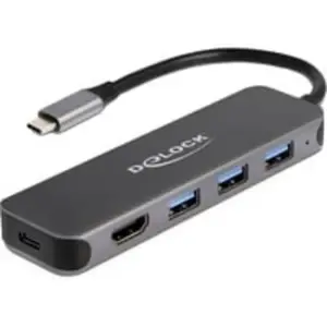Delock Dockingstation (USB-C, 3 Ports), Dockingstation + USB Hub, Grau