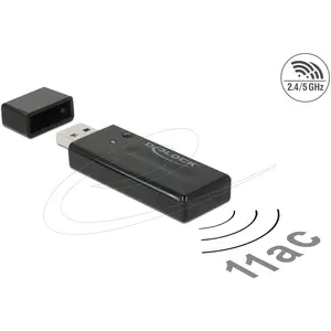 Delock USB3.0 Dual Band WLAN ac/a/b/g/n Stick (USB), Netzwerkadapter, Schwarz