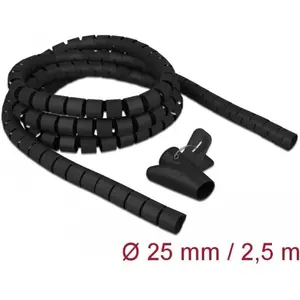 Delock Spiralschlauch mit Einziehwerkzeug 2,5 m x 25 mm schwarz