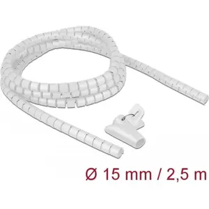 Delock Spiralschlauch mit Einziehwerkzeug 2,5 m x 15 mm weiß