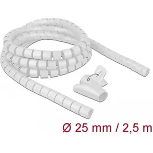 Delock Spiralschlauch mit Einziehwerkzeug 2,5 m x 25 mm weiß
