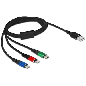 DeLOCK USB Ladekabel, USB-A Stecker > USB-C + Micro USB + Lightning Stecker
