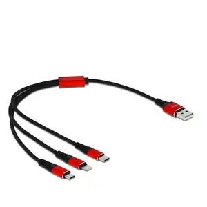 DeLOCK USB Ladekabel, USB-A Stecker > USB-C + Micro USB + Lightning Stecker
