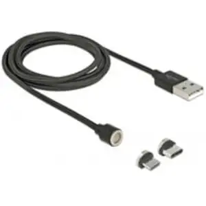 Magnetisches USB 2.0 Kabel, USB-A Stecker > USB-C + Micro-USB Stecker