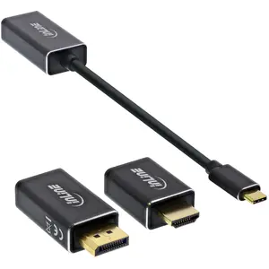 InLine Display Konverter Set 6-in-1 (DP, 20 cm), Data + Video Adapter, Schwarz günstig